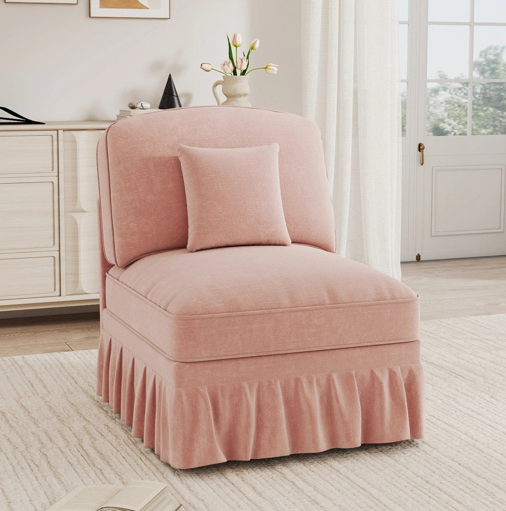 Divano Windsor in Chenille Rosa senza Braccioli con Cuscino