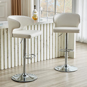 Sgabello da bar girevole con altezza regolabile, schienale ergonomico e poggiapiedi, in pu bianco