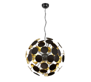 Lampada a sospensione sfera tondi, metallo, nero opaco e oro, D 54 cm, Discalgo