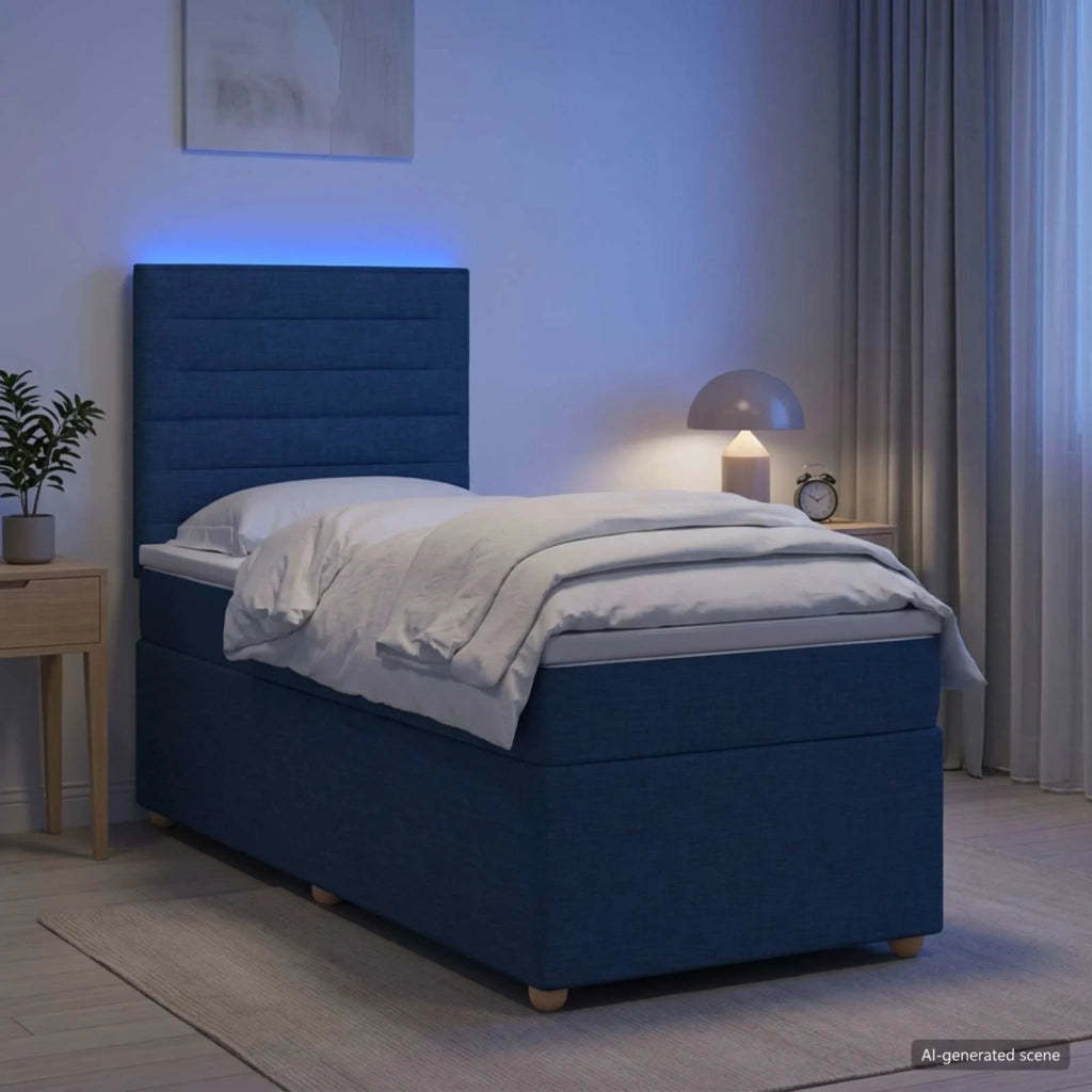Letto box spring con materasso Blu 90 x 200 cm Tessuto 3455258