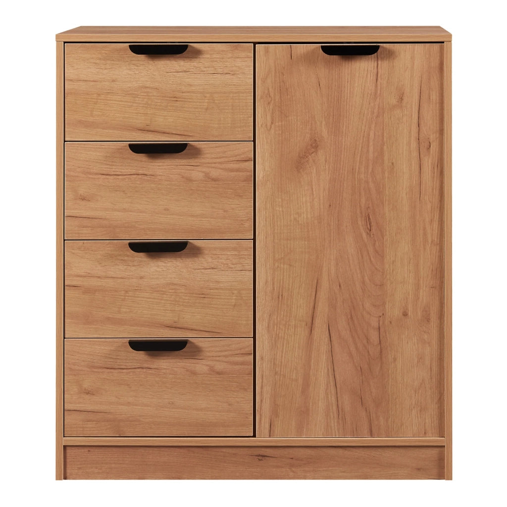 Cassettiera pratico mobile contenitore per ingresso soggiorno camera da letto MDF 90 x 80 x 40 cm effetto rovere 03_0009319