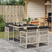 vidaXL Set Pranzo da Giardino 5pz con Cuscini Grigio Chiaro Polyrattan