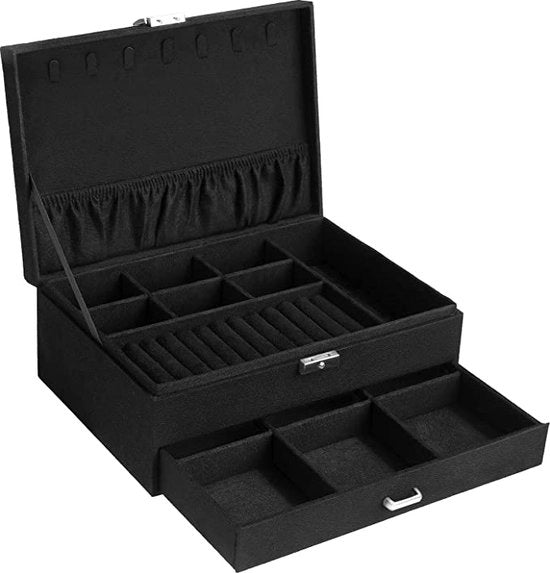 Cassettino di Viaggio per Donne / Scatola per Orecchini e Anelli - Cassa di Organizzazione Portatile per Collane, Orecchini, Anelli - Scatola di Stoccaggio per Gioielli con Cassetti