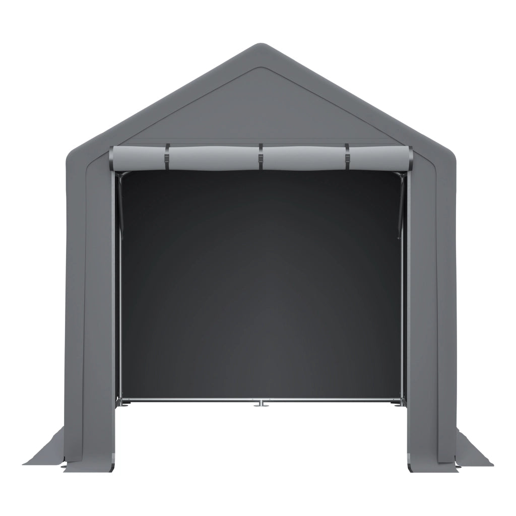 Tenda Garage da Giardino 296x190x200 cm Grigio Scuro con Telo PE 170 g/m² e Telaio in Acciaio Zincato