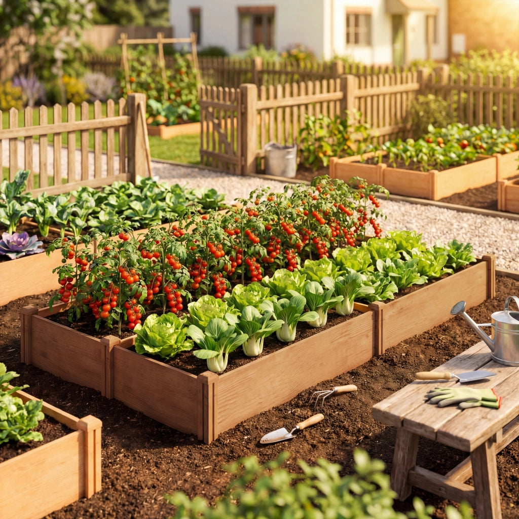 Orto Rialzato da Giardino in Legno ¨C Xylo ¨C 234x109x25cm Marrone Chiaro 4 Zone di Coltivazione