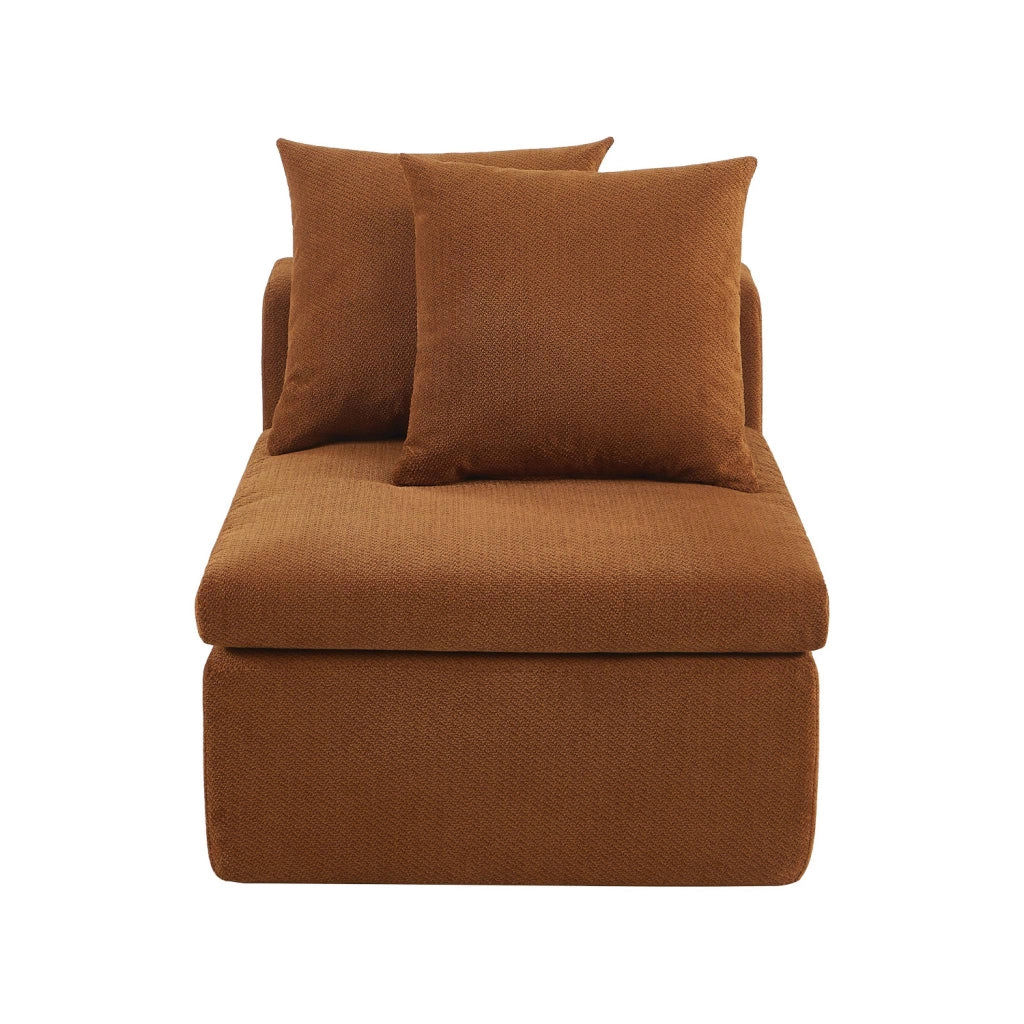 Poltrona per divano modulare in tessuto ciniglia, terracotta