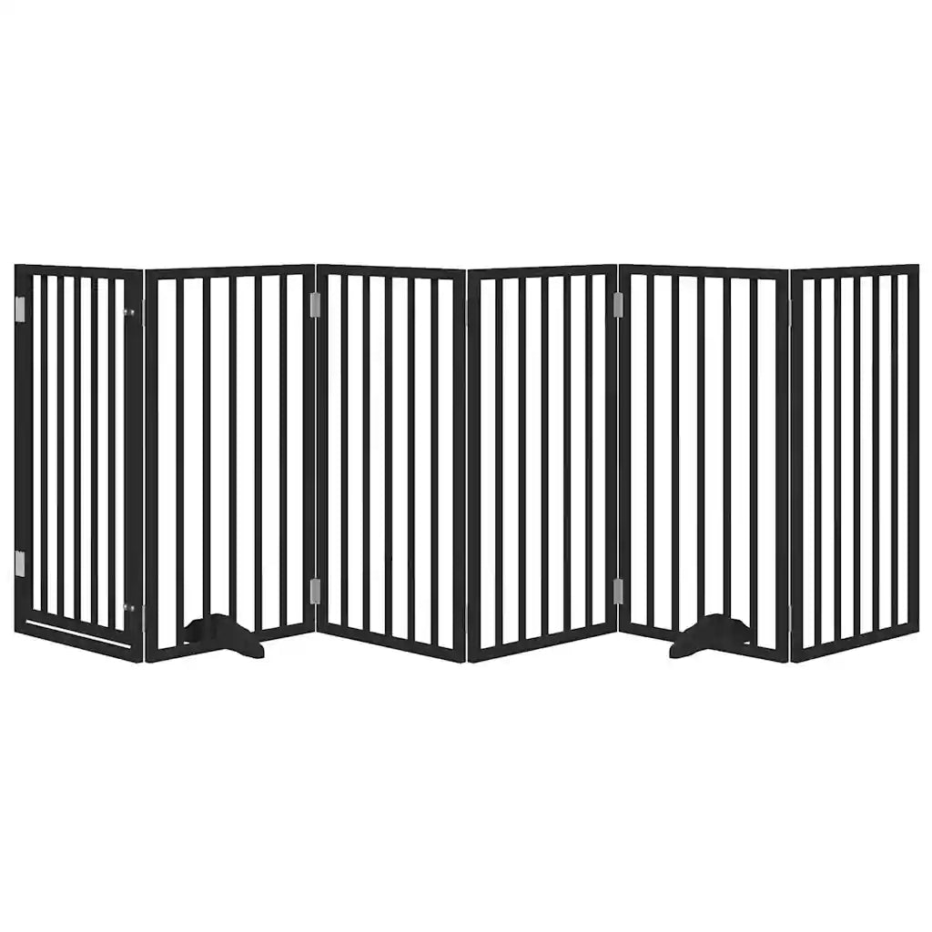 vidaXL Cancello per Cani Porta Pieghevole Nero 6 Pannelli 300cm Pioppo