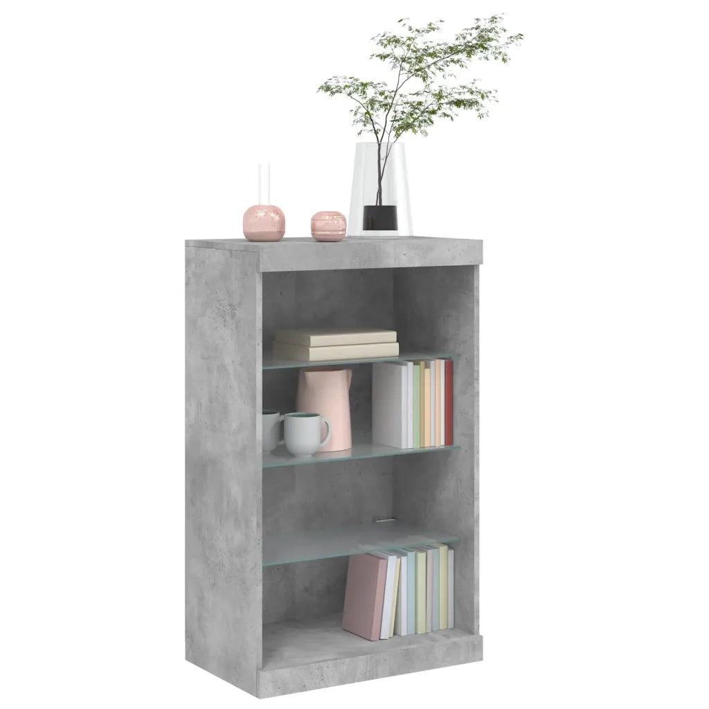 Credenza con Luci LED-Buffet-Armadio da cucina Grigio Cemento 60,5x37x100 cm 168594
