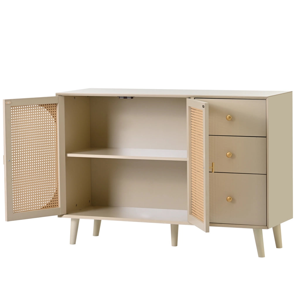 Credenza con 2 ante e 3 cassetti - per soggiorno e sala da pranzo - in truciolare - 120×40×82.5 cm - bianco