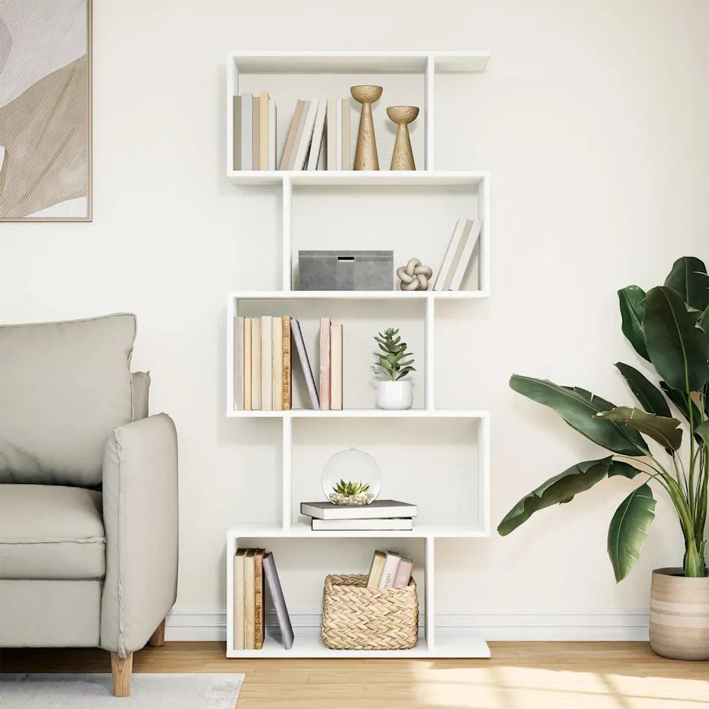 Libreria divisoria per ambienti a 5 ripiani bianca 70x24x161 cm in legno ingegnerizzato 858093