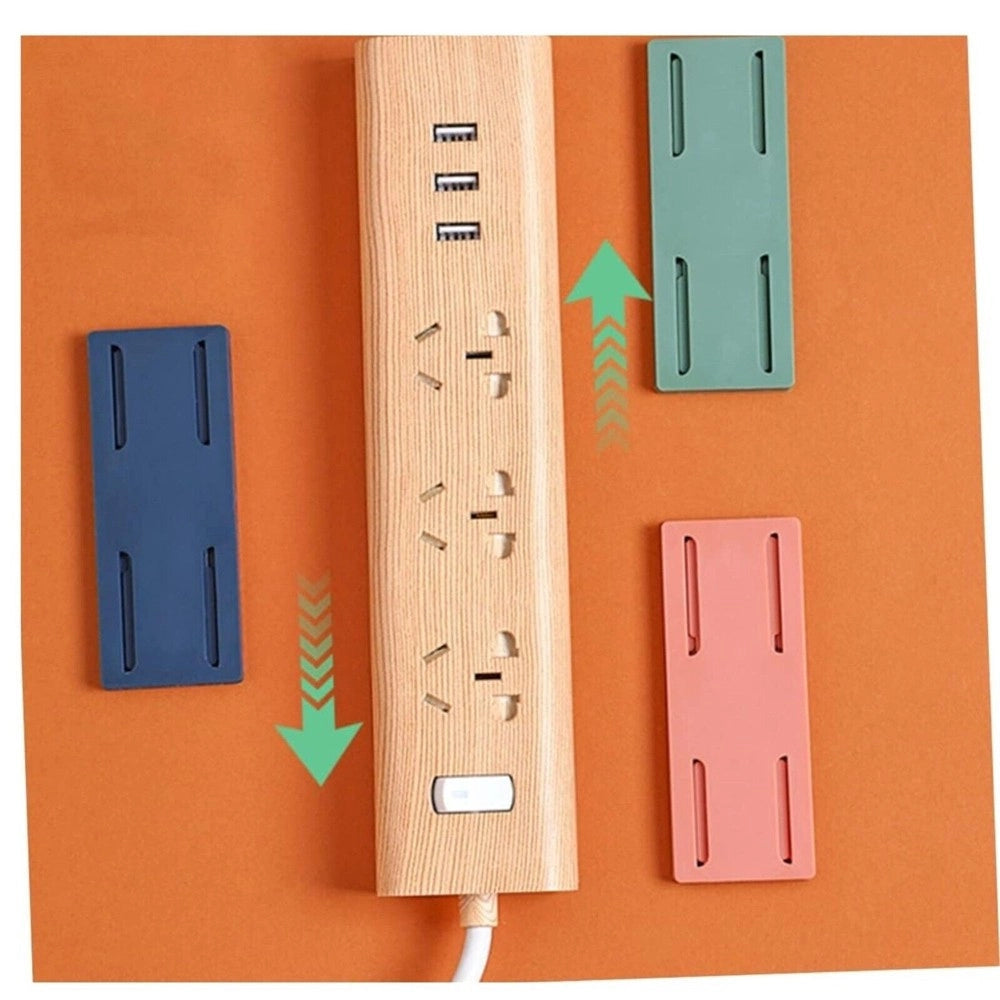 Trade Shop - Set 4 Portaprese Porta Presa A Parete Supporto Senza Punzonatura Per Ciabatta -