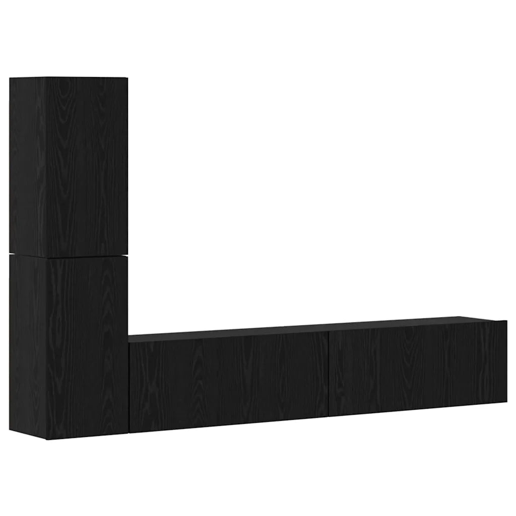 vidaXL Mobile TV da Parete 4 pcs Rovere nero Legno multistrato