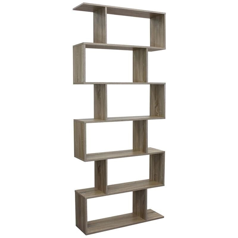 LIBRERIA ALANA CON 6 RIPIANI SFALSATI IN DESIGN MODERNO - COLORE NATURALE EFFETTO LEGNO
