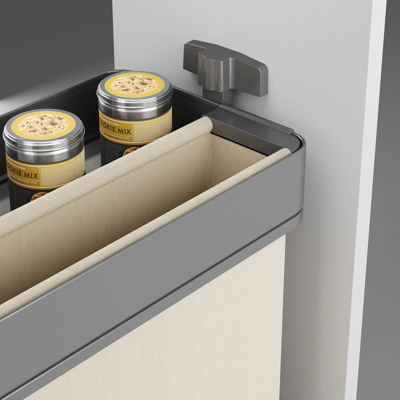 Carrello estraibile Harmony con chiusura soft, Modulo larghezza 300mm altezza 700mm, Acciaio e Legno, Grigio antracite