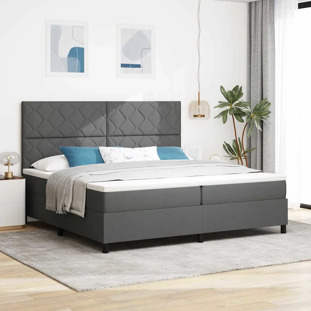 Letto a molle con materasso Grigio scuro 200 x 200 cm Tessuto 3339491