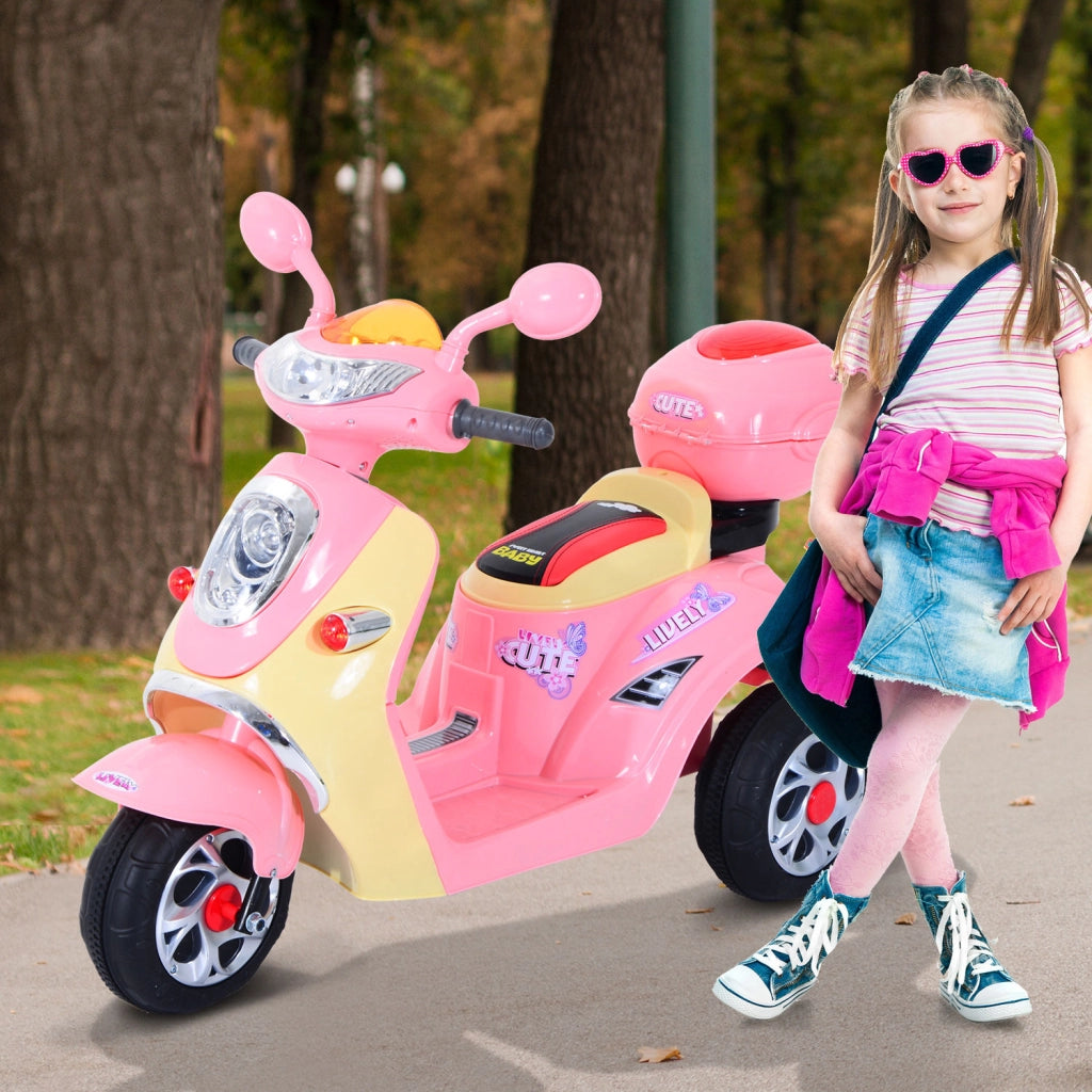 Triciclo Elettrico Moto per Bambini ¨C zephmum ¨C Rosa 108x51x75cm