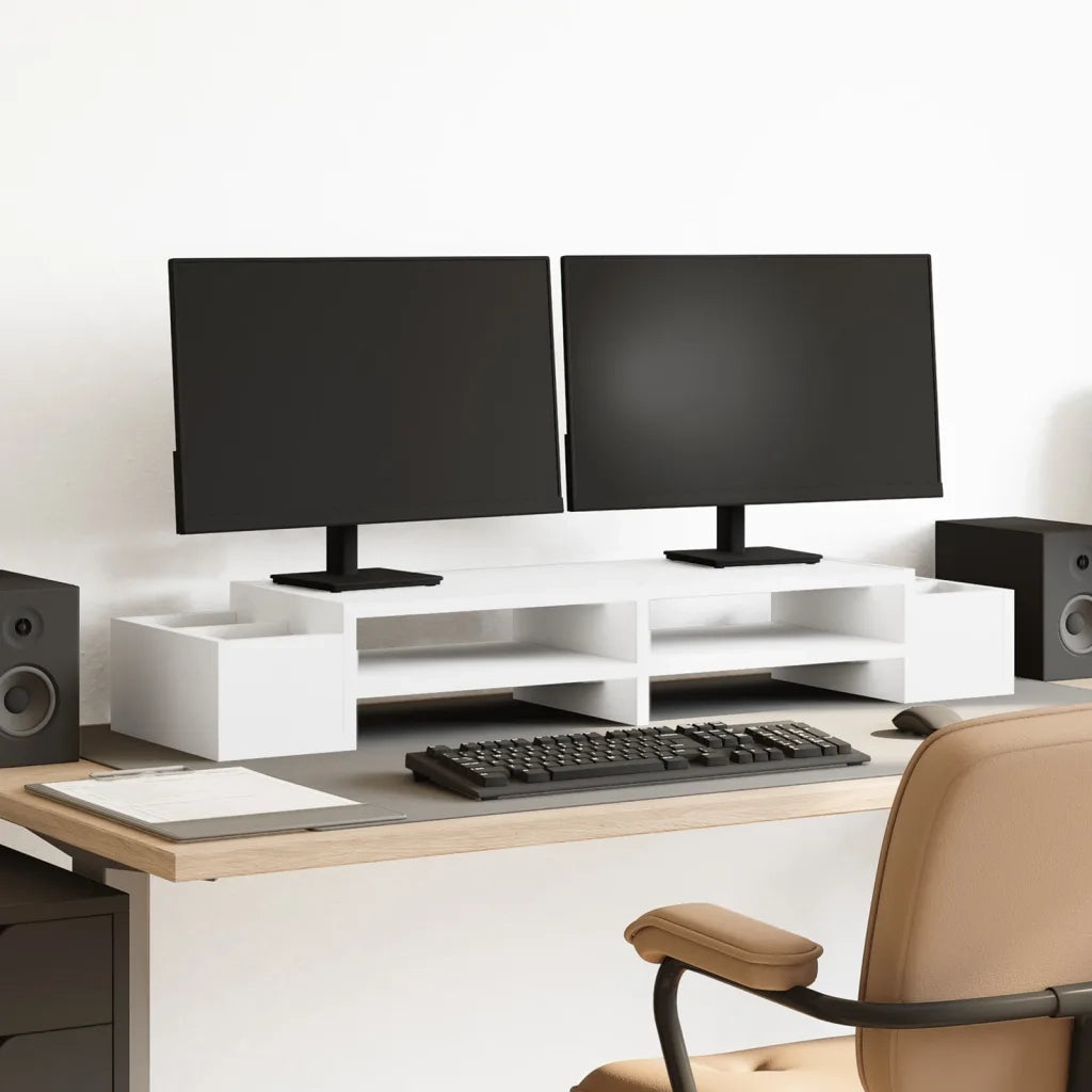 Supporto Monitor con Contenitore Bianco 100x27x15 cm Truciolato 854688