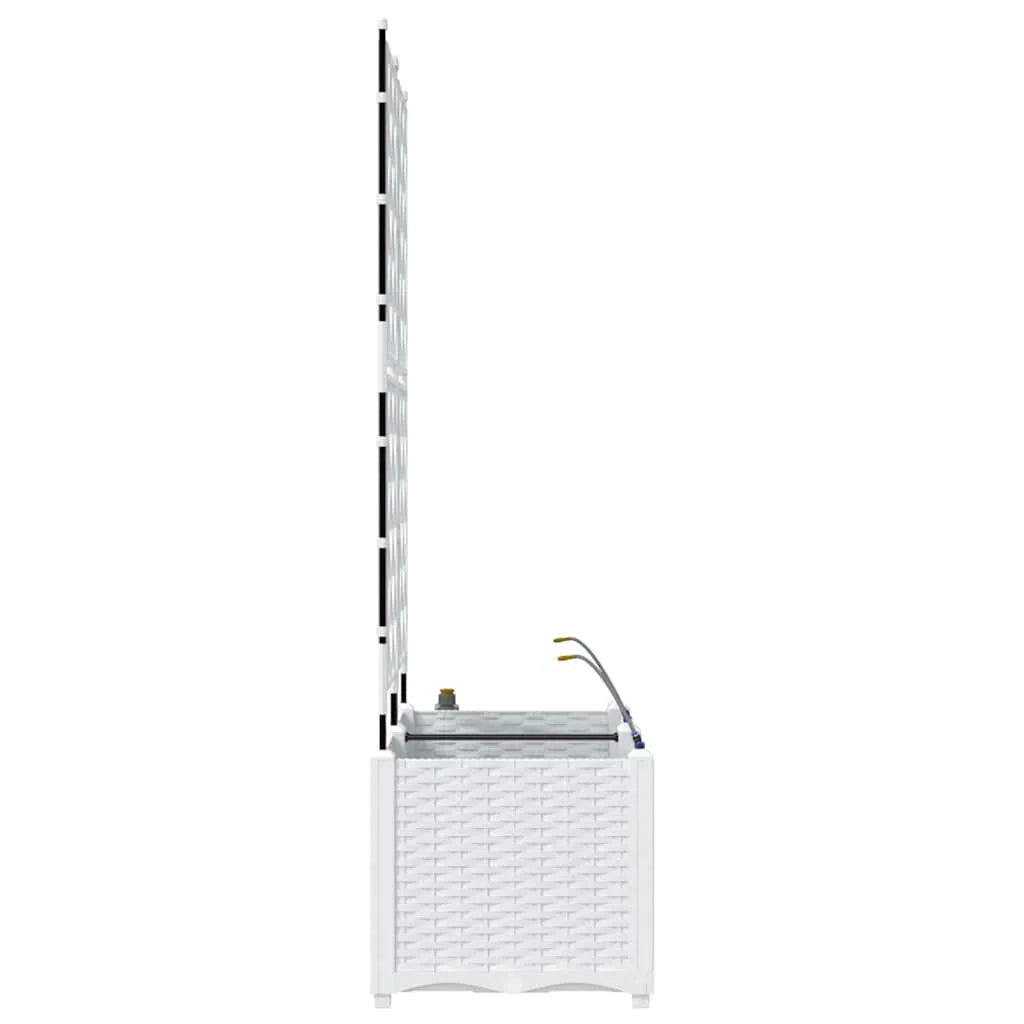 Set di 2 fioriere da giardino moderne 80 x 40 x 142 cm con sistema di irrigazione in acciaio bianco 02_0058614