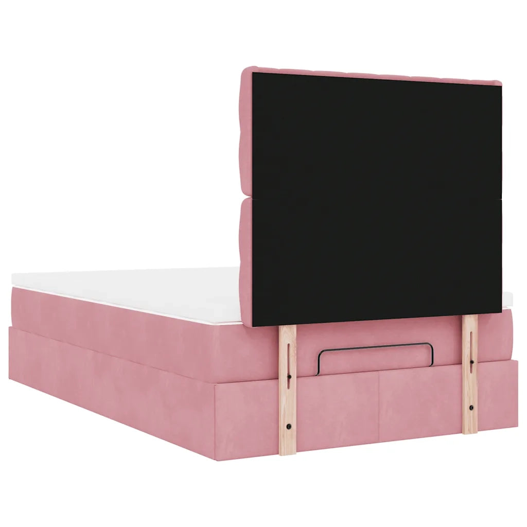Struttura Letto Pouf con Materassi Rosa 120x190 cm Velluto 3314383