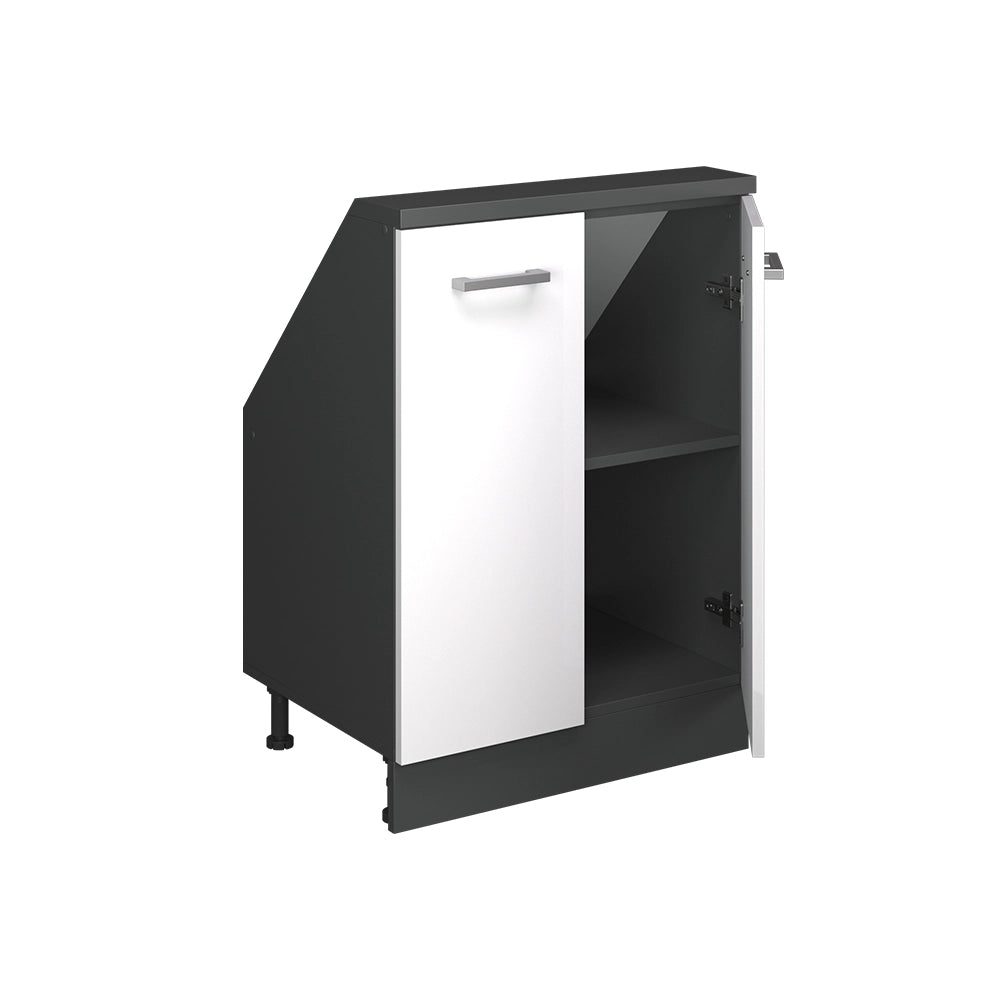 Mobile cucina sottotetto R-Line Bianco lucido/Antracite 60 cm con 2 porte Vicco
