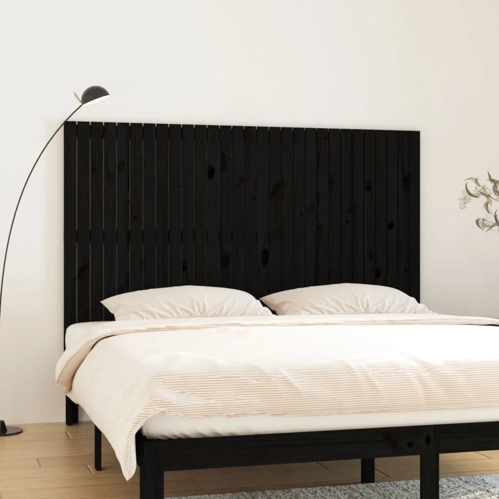 Testiera da Parete Nera 185x3x110 cm in Legno Massello di Pino 824967
