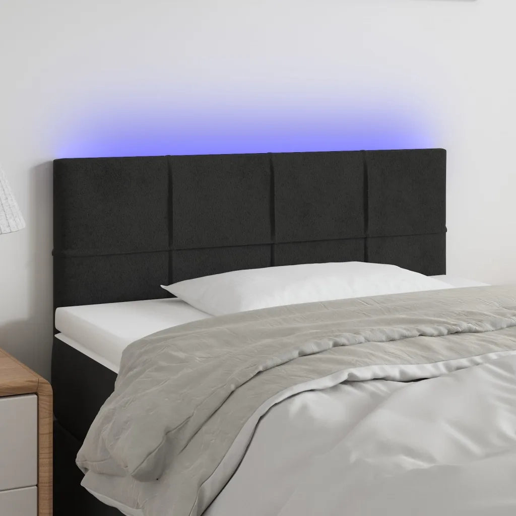 Testiera | Testata a LED Nera 80x5x78/88 cm in Velluto
