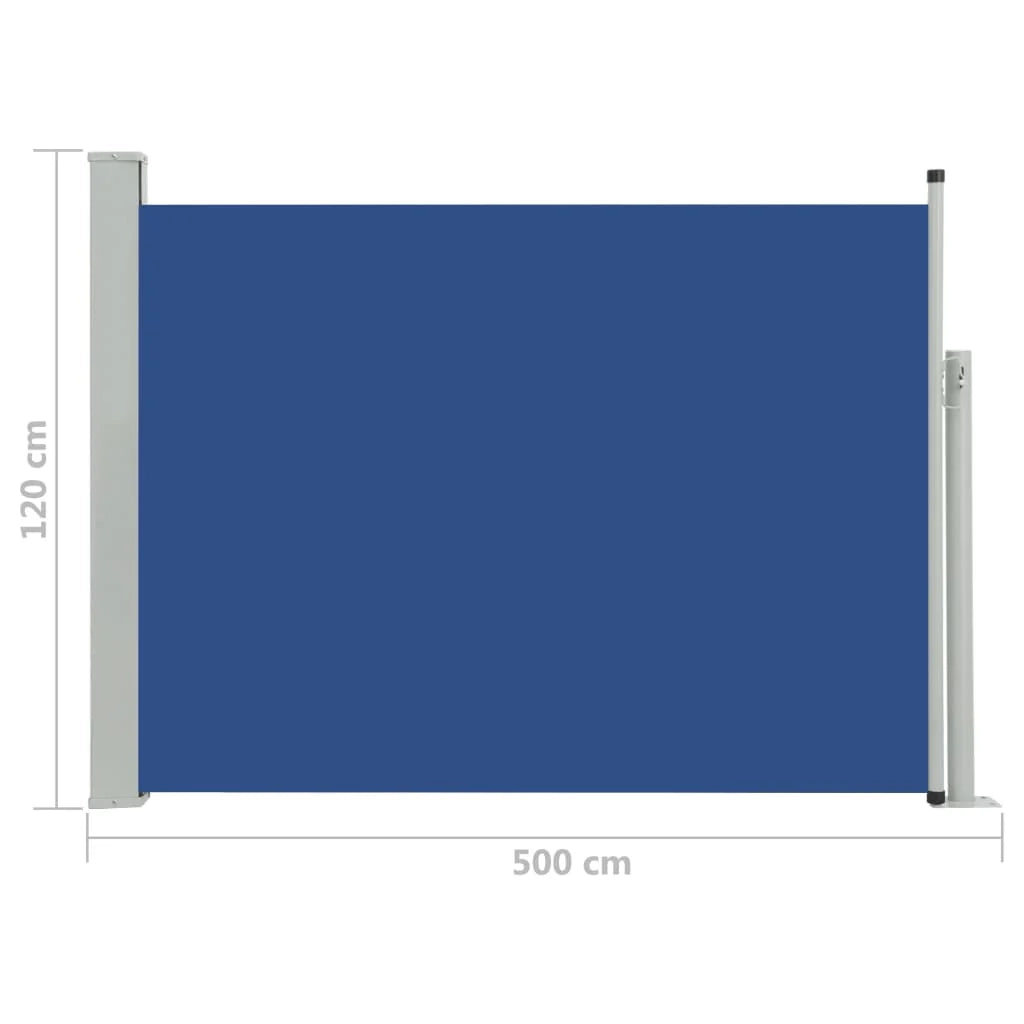 Tenda da sole laterale retrattile/schermo privacy per patio giardino terrazza balcone 120 x 500 cm blu 02_0007222