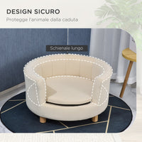 Cuccia Divano per Cani e Gatti 65x64x37cm Cuscino Rimovibile Crema