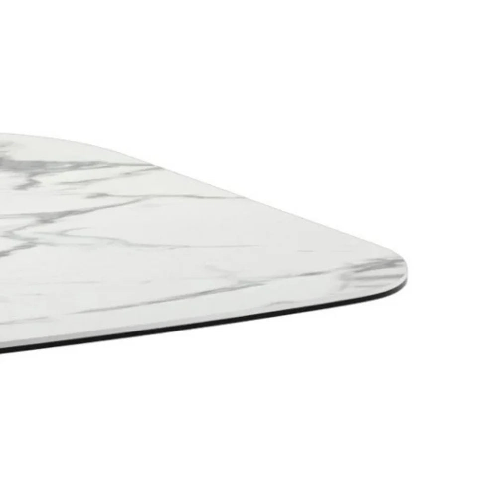 Tavolo da pranzo fisso in ceramica su vetro effetto marmo bianco Halo 220x110 cm fino a 8 posti | Duzzle