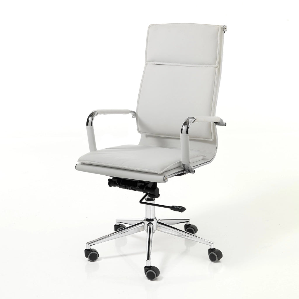 Poltrona da ufficio in pelle sintetica bianca cm H.110/120xL.57xP.66