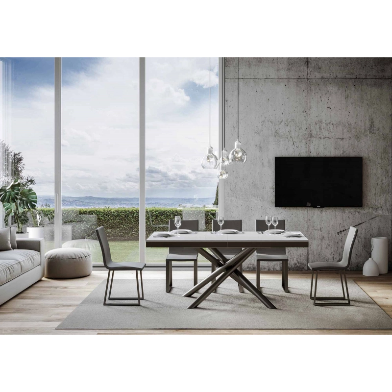Tavolo allungabile 90x180/284 cm Famas Evolution telaio Antracite - Bianco Frassino