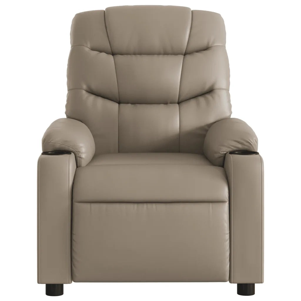Divano Sedia-Poltrona Reclinabile Massaggio Elettrica Cappuccino Similpelle 383592