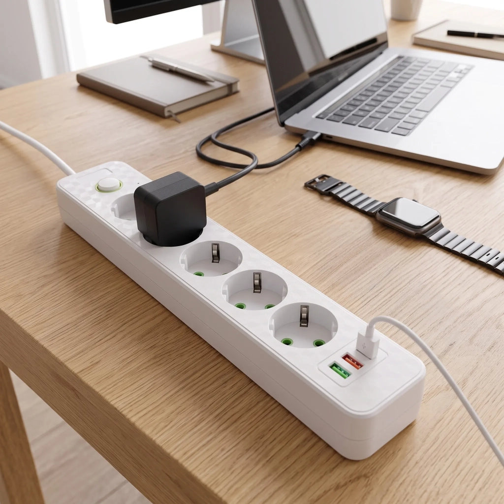 Multipresa Con Prolunga, 5 Prese + 2 Porte Usb-a + Usb-c Jnh023-4a White