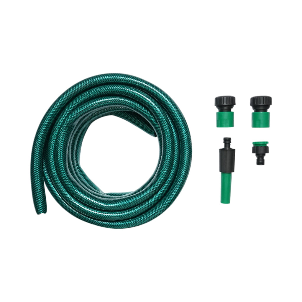Set avvolgitubo da giardino 19mm x 7.5m con adattatore 3/4-1/2, connettori e ugello regolabile 1/2