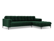 Cosmopolitan Design - Divano angolare destro "Bali" 5 posti in velluto verde bottiglia 