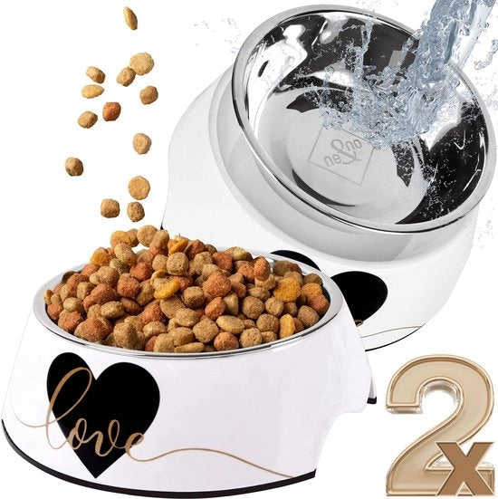 Set di 2 ciotole per cani grandi [Design unico] | Ciotola antiscivolo per cani | Ciotola per cani (dimensione: L / 700 ml) | Ciotola per acqua | Ciotola per cani