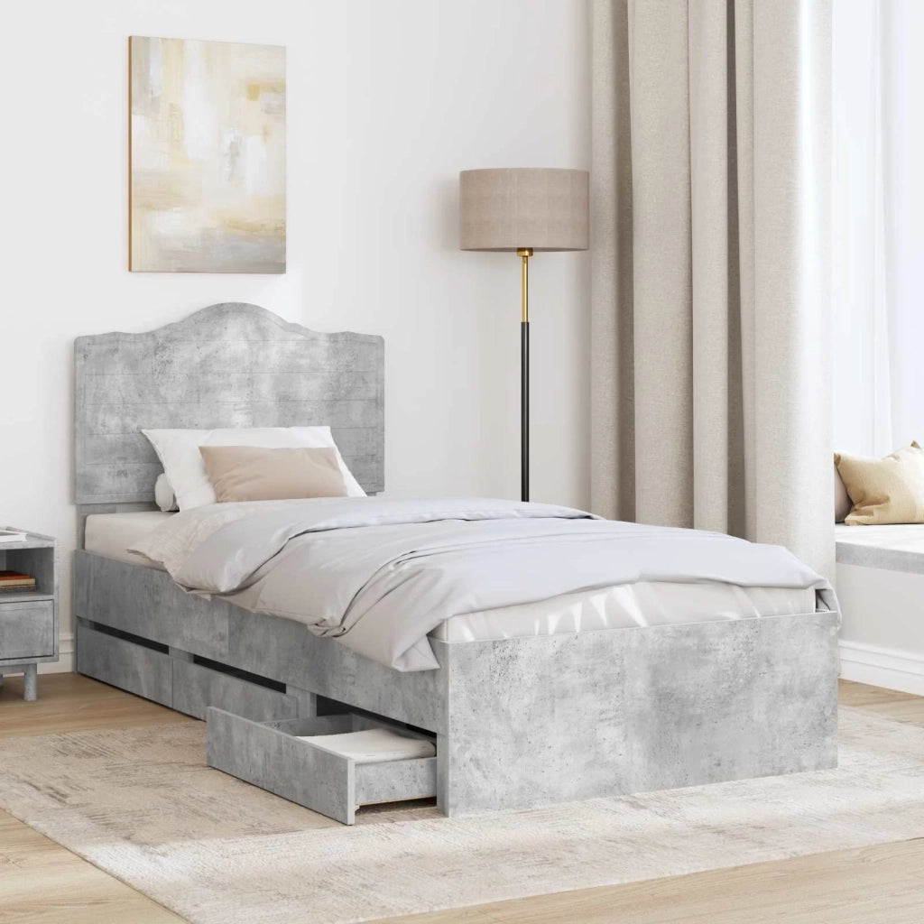 Struttura del letto con cassetto Grigio Cemento 100 x 200 cm 3413446