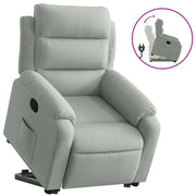 Poltrona | Sedia Relax Alzapersona Reclinabile Grigio Chiaro in Velluto