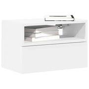 Comodino a Parete-Tavolino da notte sospeso Bianco 45x26x28,5 cm