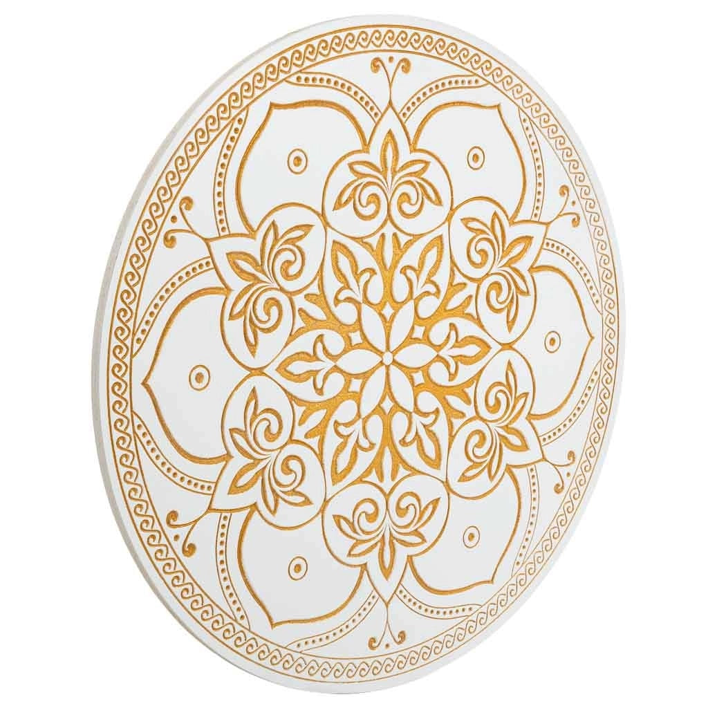 Pannello decorativo in legno intagliato bianco 60x2x60h