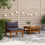 Set Divani da Giardino 2pz Cuscini Grigio Scuro Massello Acacia cod mxl 70741