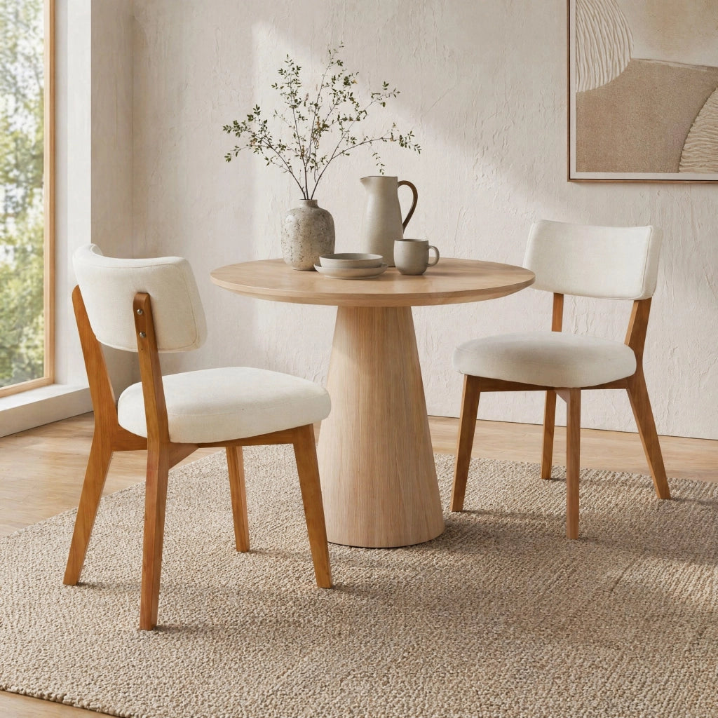 SEDIA Imbottita 54,5x47x77 cm in Legno massello Beige