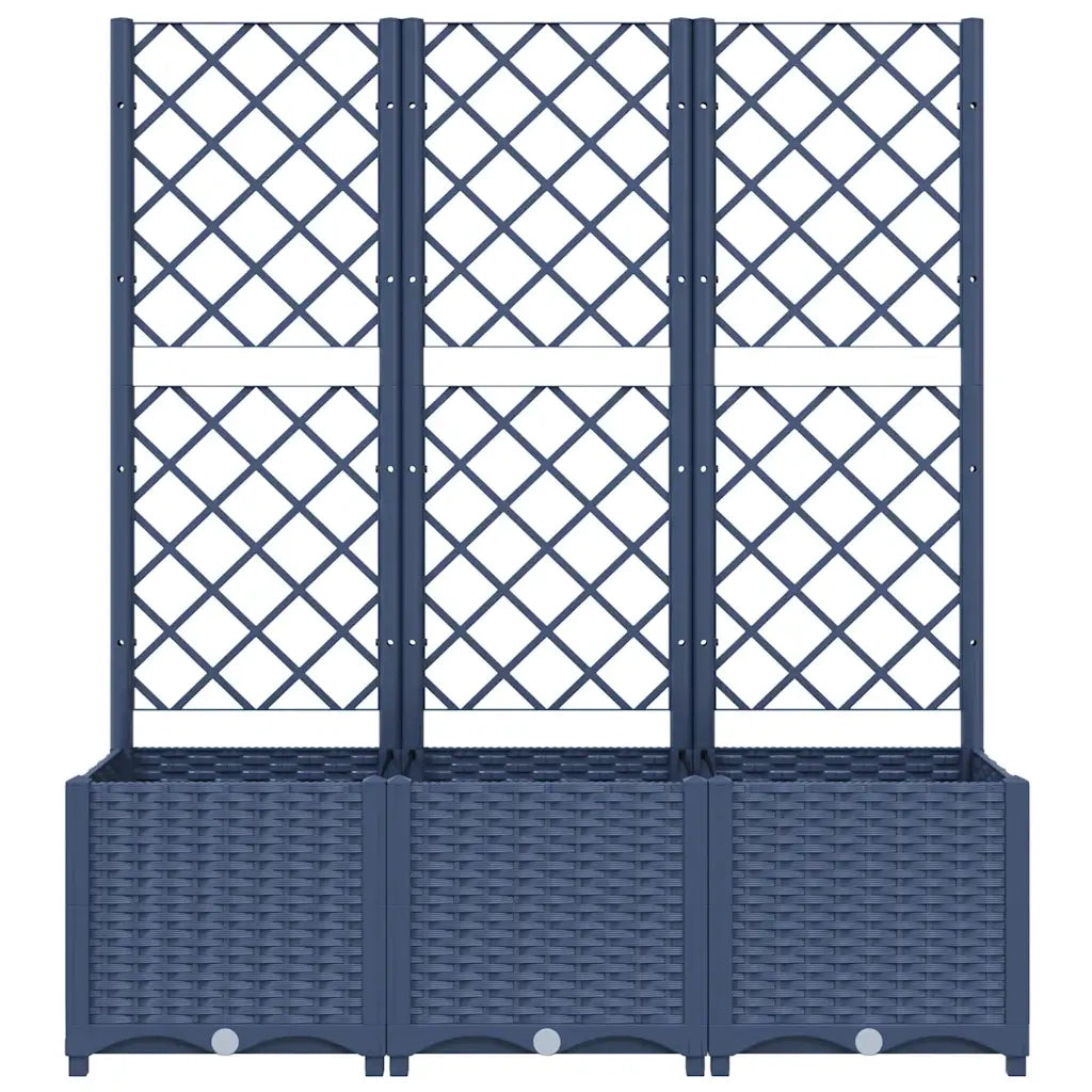 Fioriera | Cassetta per fiori | Vaso da Giardino con Graticcio Grigio Blu 120x40x136 cm PP