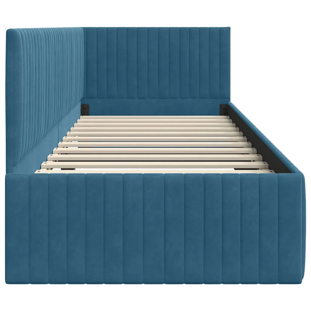 Cornice del letto ad angolo Blu 80 cm x 200 cm Velluto