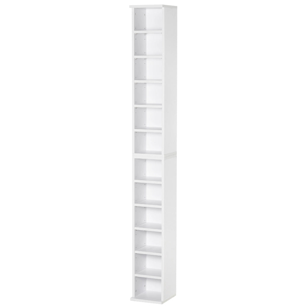 Libreria per CD DVD con 12 Scomparti Aggiustabile ¨C Zephmum ¨C Bianco 88x22x21 cm
