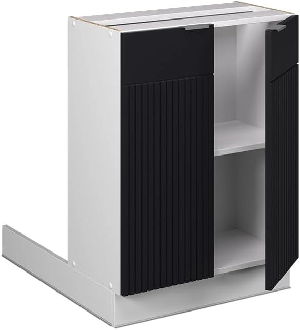 Isola cucina Fame-Line, Nero a righe, 60 cm senza piano di lavoro