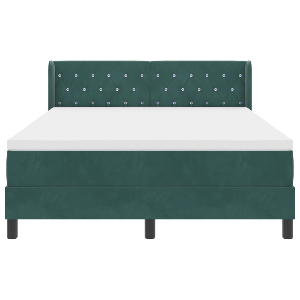 Letto Box Spring con Materasso Verde Scuro 140x190 cm Velluto