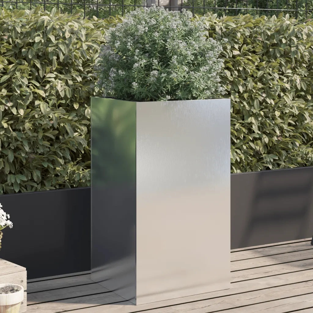 Fioriera | Cassetta per fiori | Vaso Argento 42x38x75 cm in Acciaio Inox
