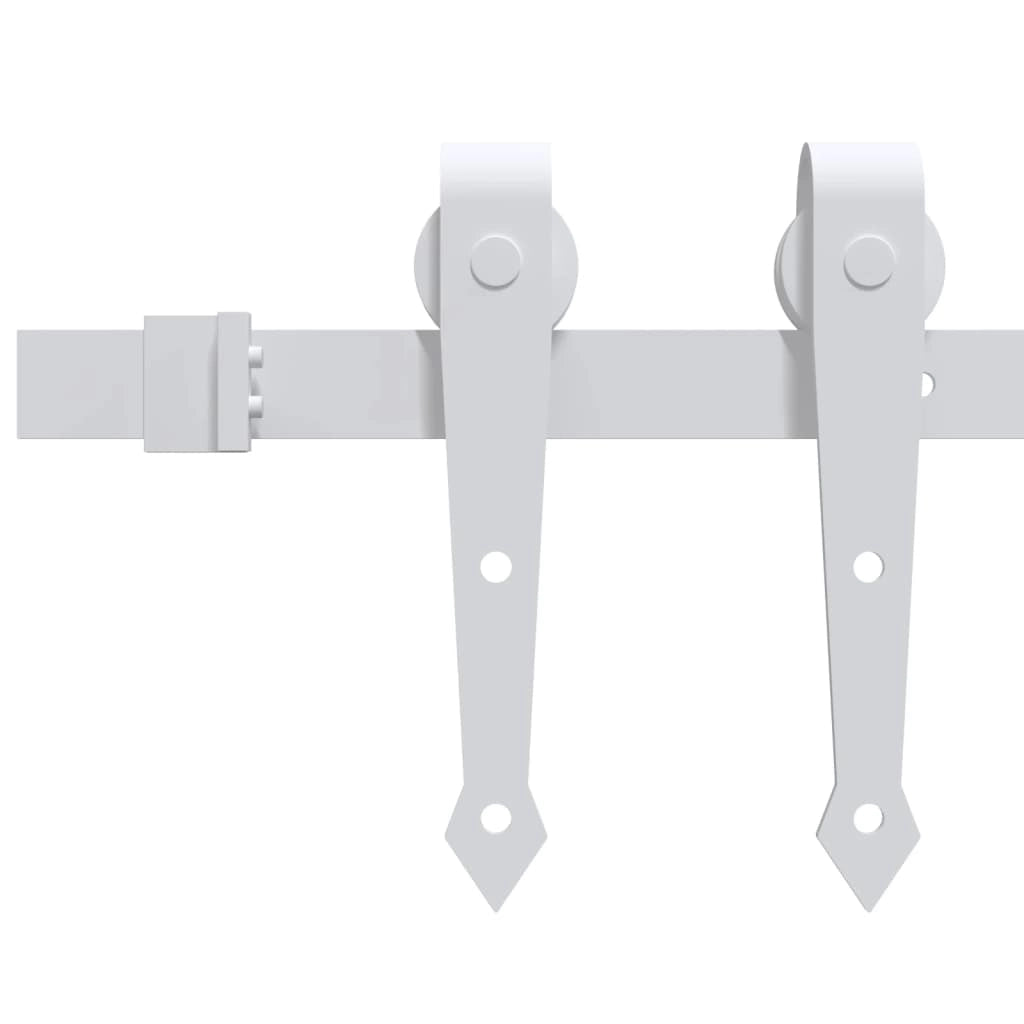 Porta Scorrevole  con Set di Hardware Bianca 61x198,5 cm Legno Massello di Pino
