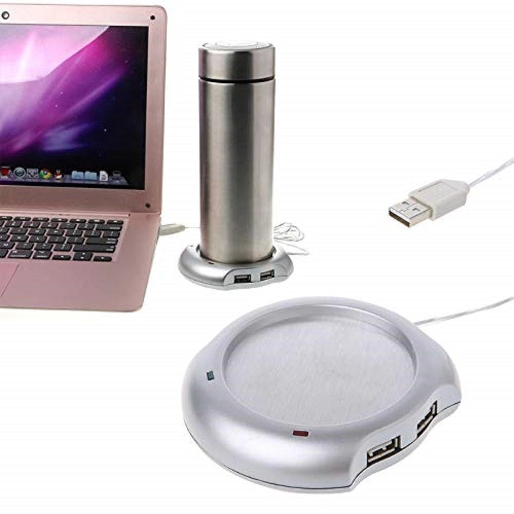 Trade Shop - Scaldatazza Bicchiere Elettrico 4 Porte Usb Pc Laptop Sottobicchiere Tè Caffè Tisana -